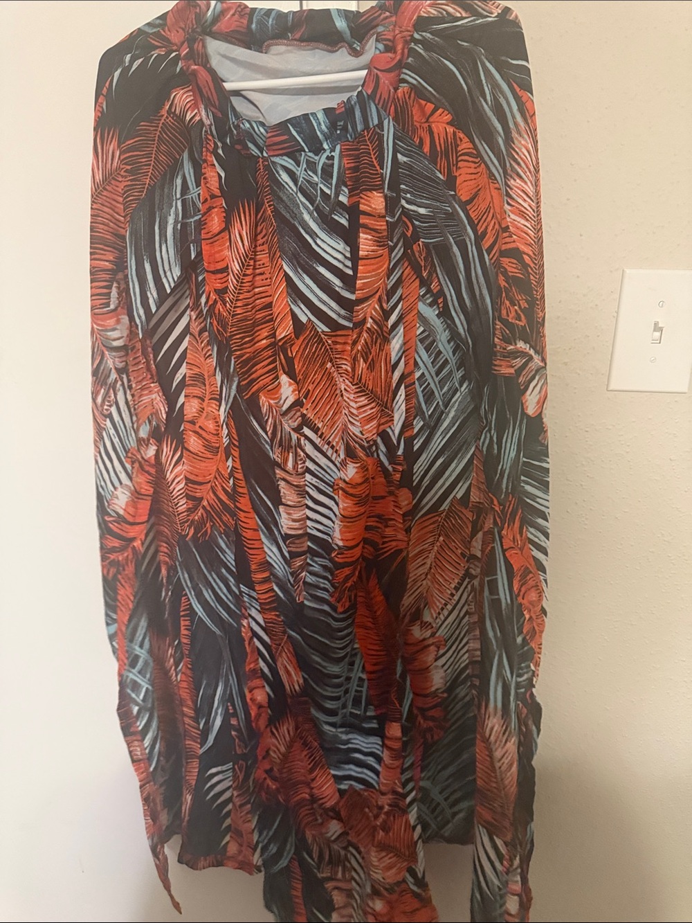 Tropical Leaf Print Maxi Dress in Rust and Teal